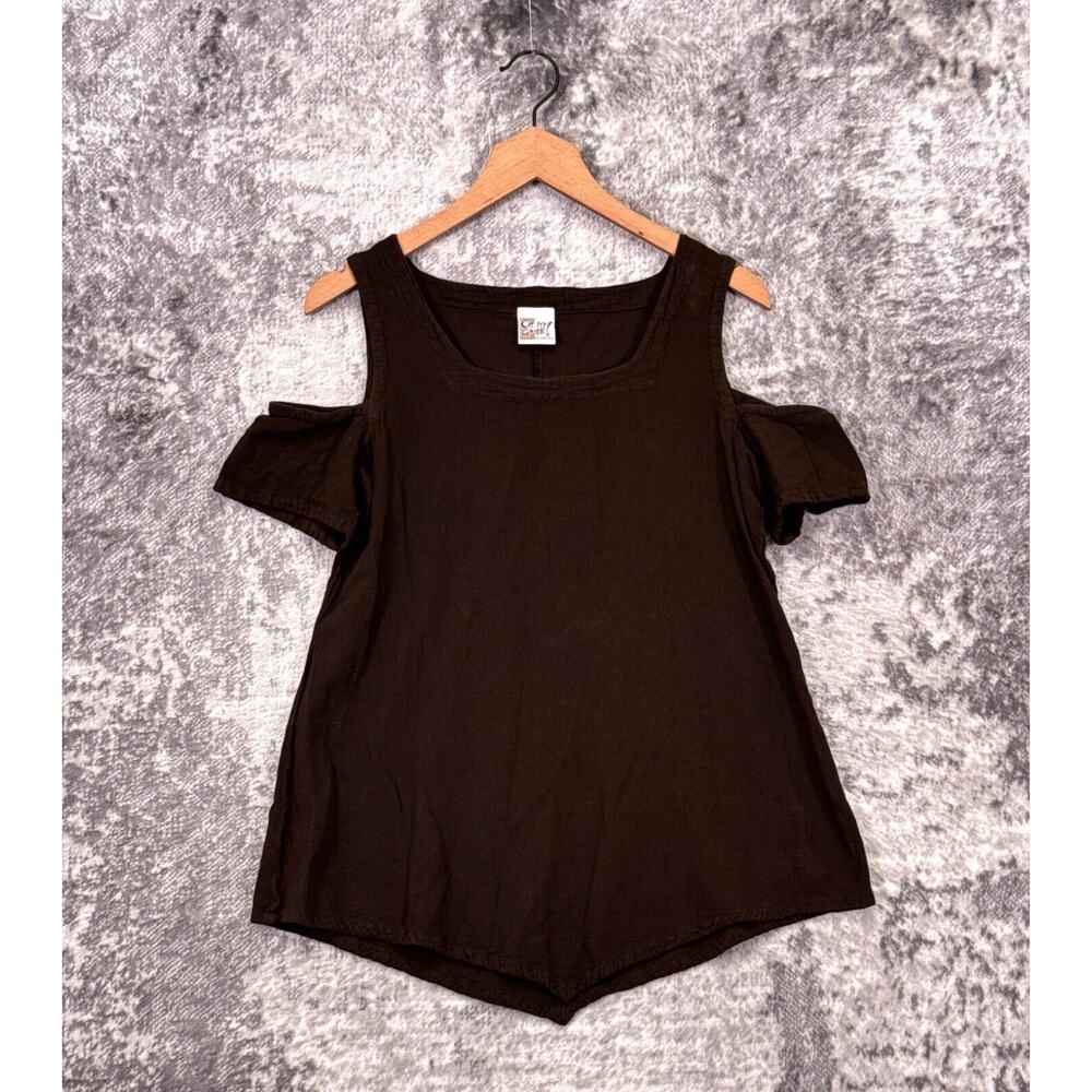 Oh My Gauze! Top 1 Womens Brown Cold Shoulder